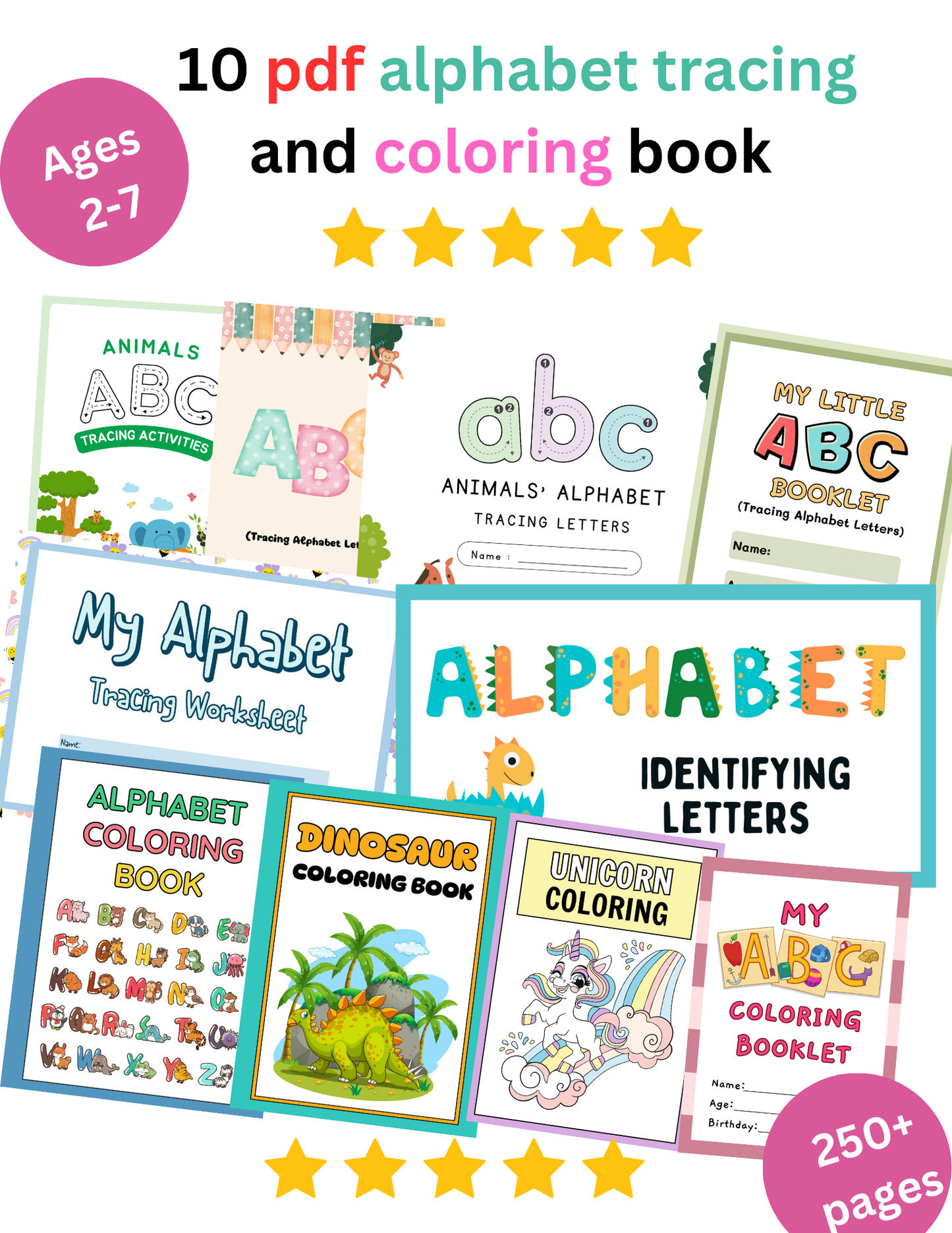 Alphabet Tracing and coloring Worksheets for Kids