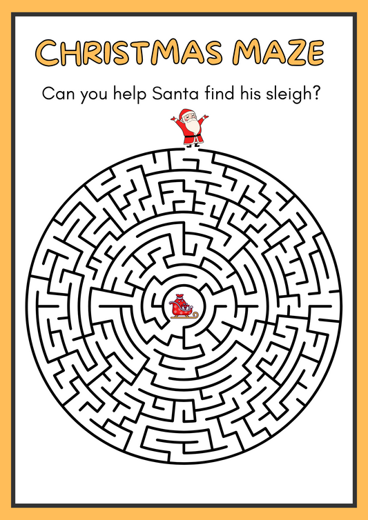 Christmas Santa Maze Puzzle Worksheet