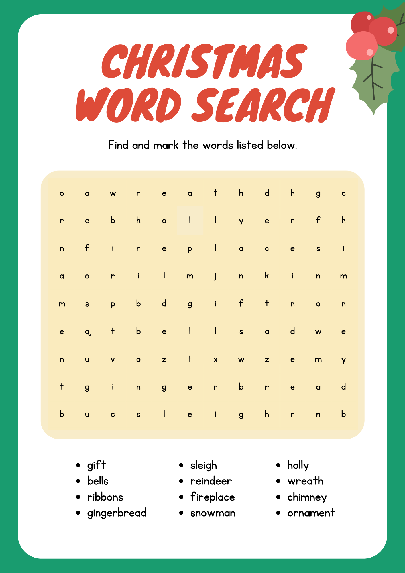 Christmas Green Red English Activity Book